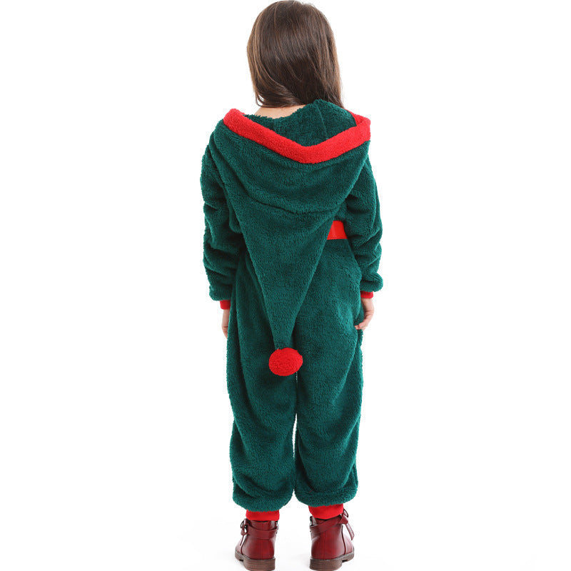 Girls cozy Christmas overall with hood and belt Mune Fashion