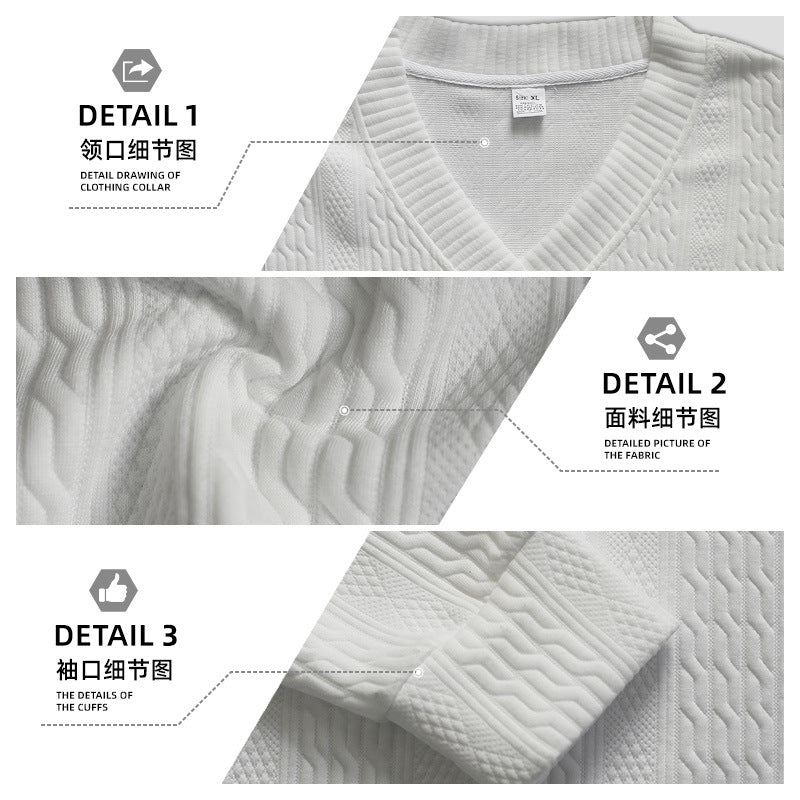 Men's Oversize Cable Knit Long Sweater with Deep V-Neck and Matching Knit Pants Mune Fashion