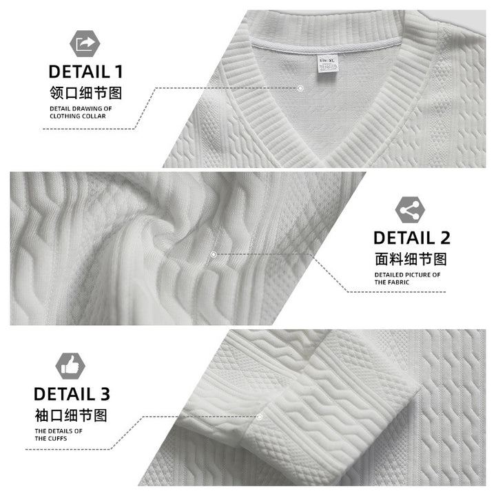 Men's Oversize Cable Knit Long Sweater with Deep V-Neck and Matching Knit Pants Mune Fashion
