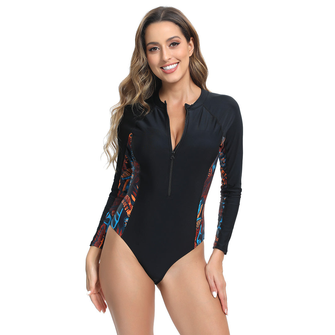 Damen Langarm Surfbadeanzug mit Tunnelzug und floralem Design Echo Archiv