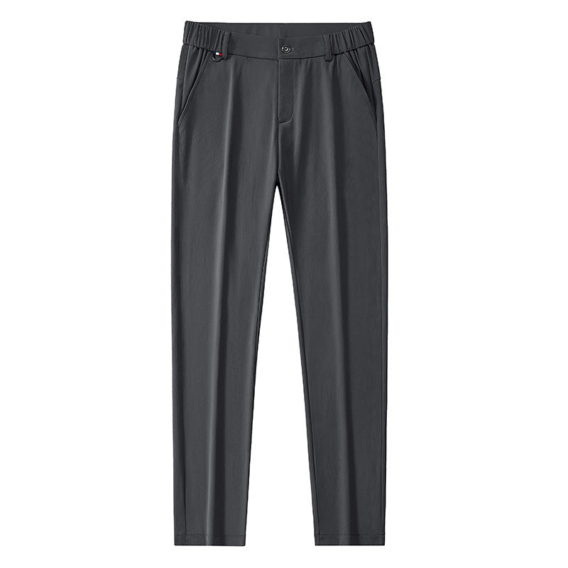 Men's lightweight travel pants with elastic waistband, straight leg, zipper details, and side pockets Mune Fashion