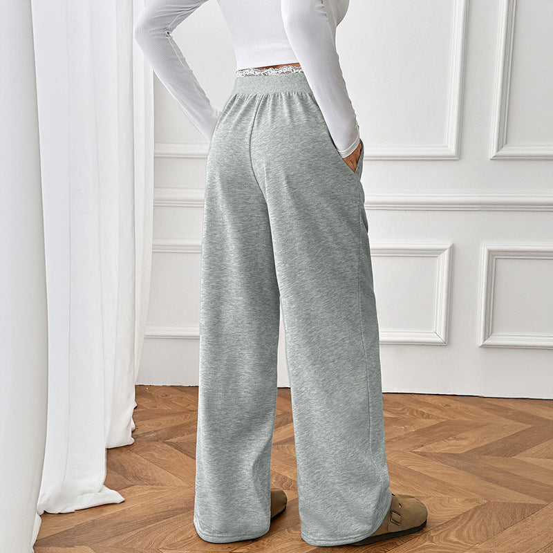 Women Comfort Width Jersey Lounge Pants with High Elastic Waistband Mune Fashion
