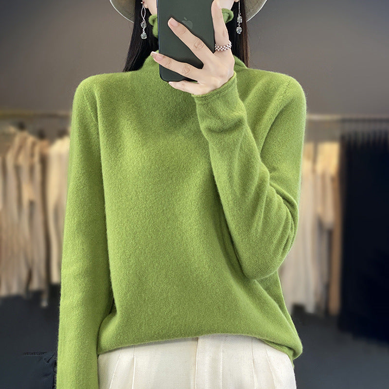 Women's Soft Fine Knit Roll Neck Sweater with Cashmere-Like Feel and Extended Cuffs Mune Fashion