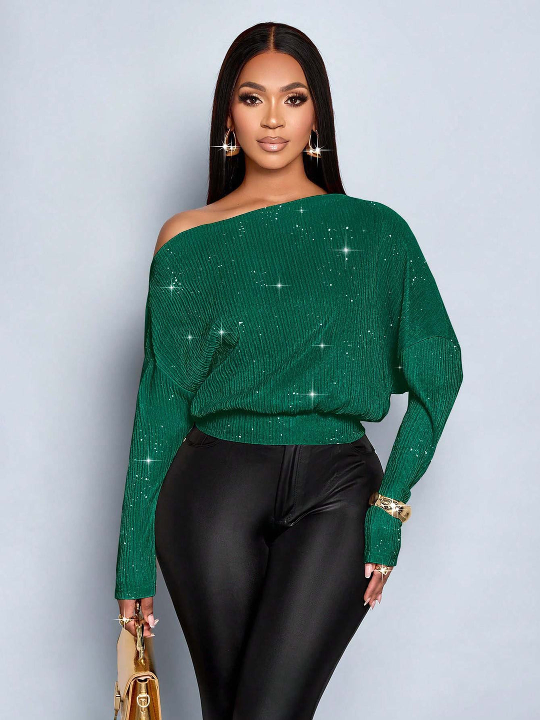 Women's Oversized Rib Knit Sweater with One-Shoulder and Tailored Cuff Mune Fashion