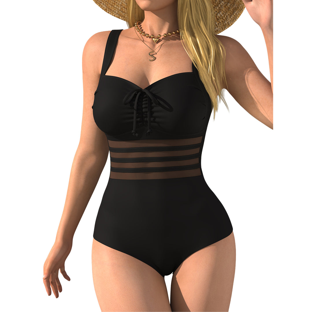 Women's one-piece swimsuit with elegant lacing and transparent inserts Mune Fashion
