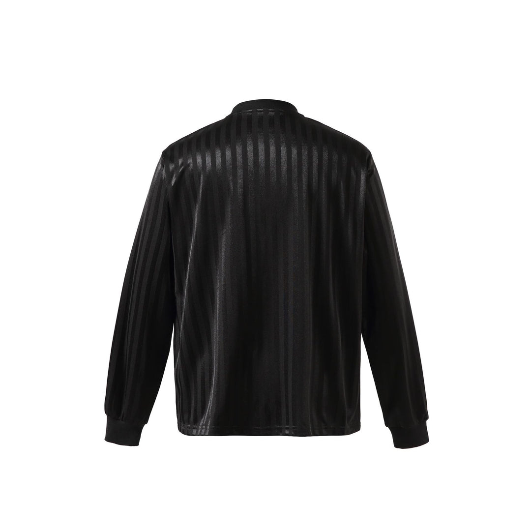Unisex Long Sleeve Sports Jersey in Retro Football Style with Stand-up Collar and Striped Jacquard Structure Mune Fashion