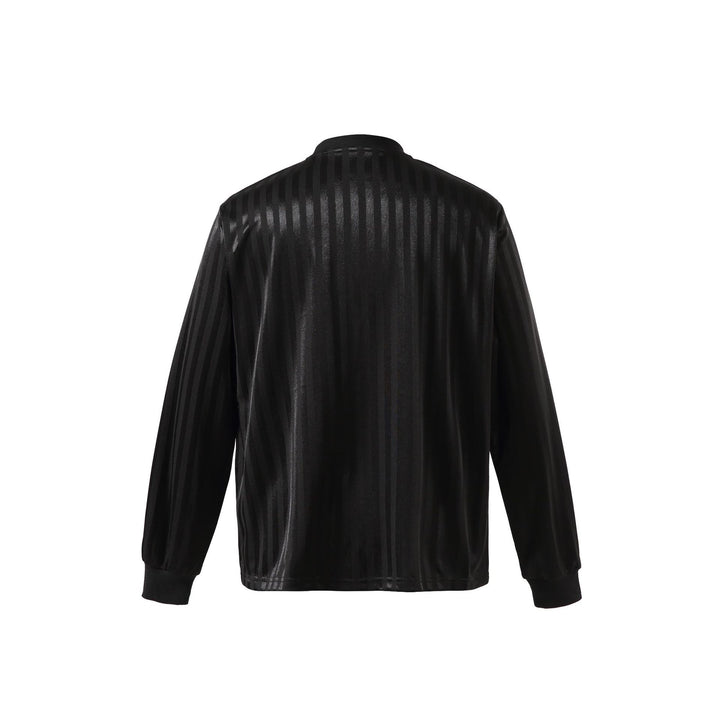 Unisex Long Sleeve Sports Jersey in Retro Football Style with Stand-up Collar and Striped Jacquard Structure Mune Fashion