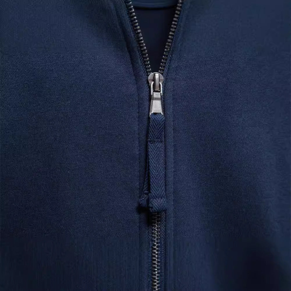 Men's sporty cotton sweatshirt jacket with stand-up collar and kangaroo pockets Mune Fashion