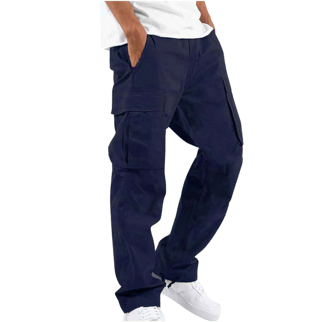 Men's casual cargo pants with generous flap pockets, elastic waistband, and drawstring Mune Fashion