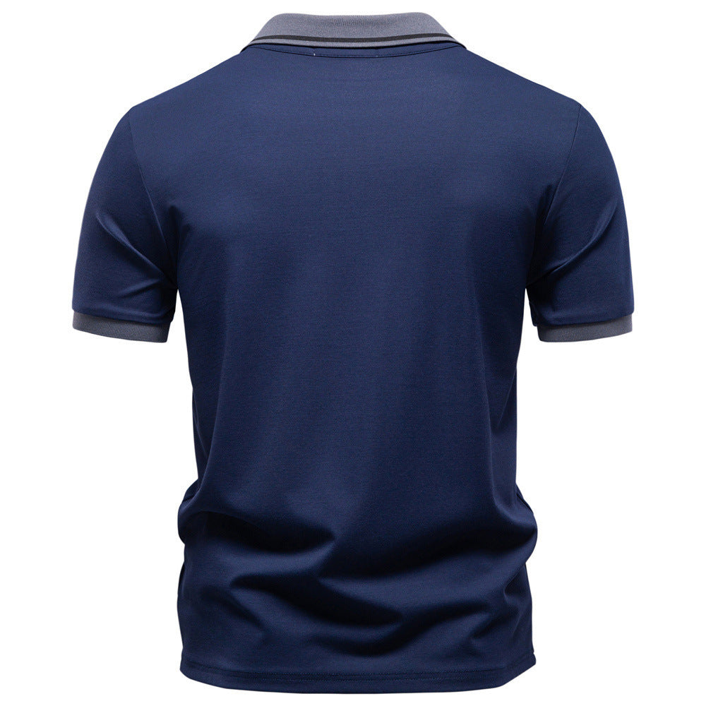 Men's breathable polo shirt made of cotton blend with contrast collar and ribbed sleeve cuffs Mune Fashion