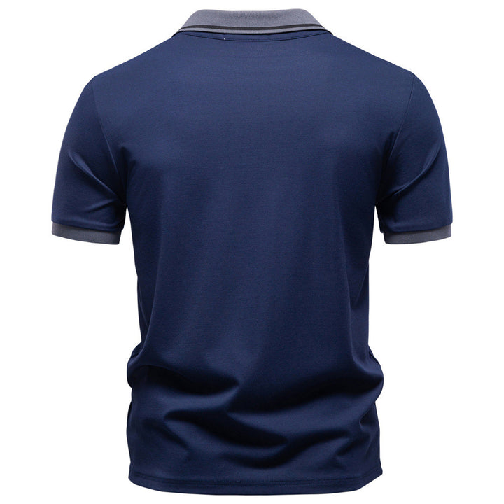 Men's breathable polo shirt made of cotton blend with contrast collar and ribbed sleeve cuffs Mune Fashion