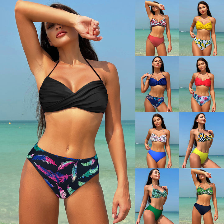 Ladies Two-Piece Swimsuit Set with Shaped Top and High Cut Mune Fashion
