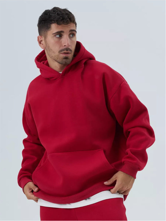 Men's heavy fleece boxy hoodie with deep shoulder drop reinforced hood and kangaroo pocket Mune Fashion