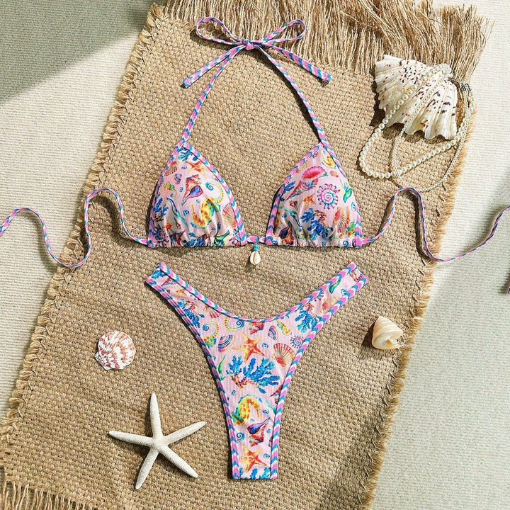 Women's triangle bikini with maritime pattern and stylish details Mune Fashion