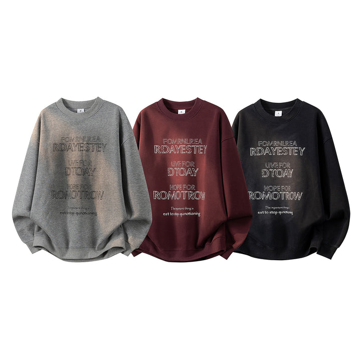 Women's Oversized Sweatshirt with Embroidered Logo, Rounded Hem & Dropped Shoulder Mune Fashion
