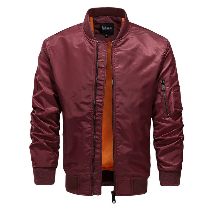 Men's Lightweight Nylon Bomber with Contrasting Lining and Arm Pocket Mune Fashion