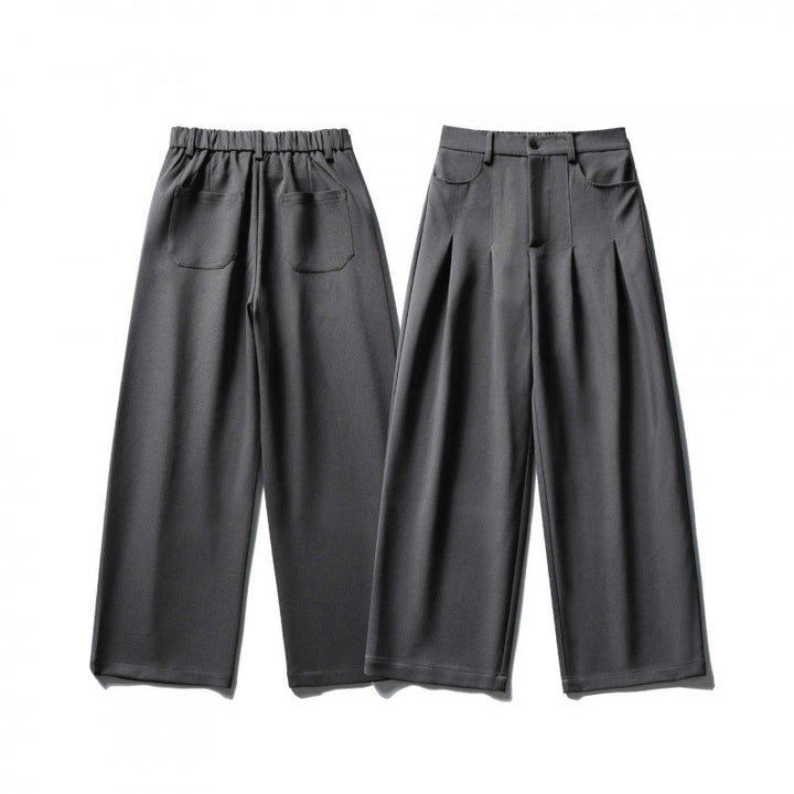 Women Wide Highwaist Pants with Pleats, Belt Loops and Cropped Leg Mune Fashion