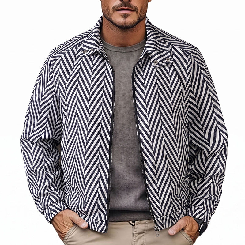 Men's Fashionable Casual Jacket with Striped Pattern Mune Fashion