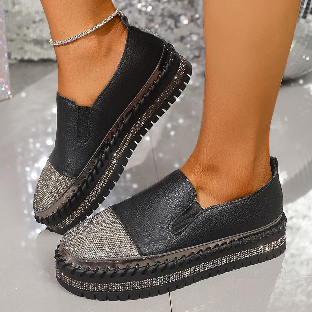 Women's shiny Slip-On platform sneakers with braided trim and elastic insert Mune Fashion
