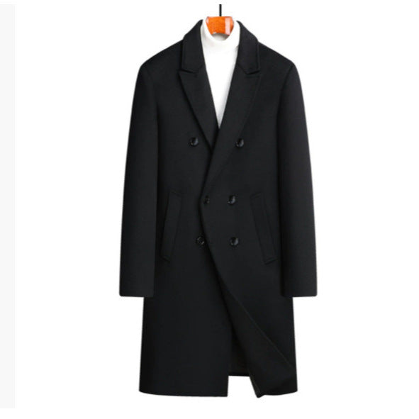 Men's elegant double-breasted wool coat with notched lapels, concealed inner pocket, and slim silhouette Mune Fashion