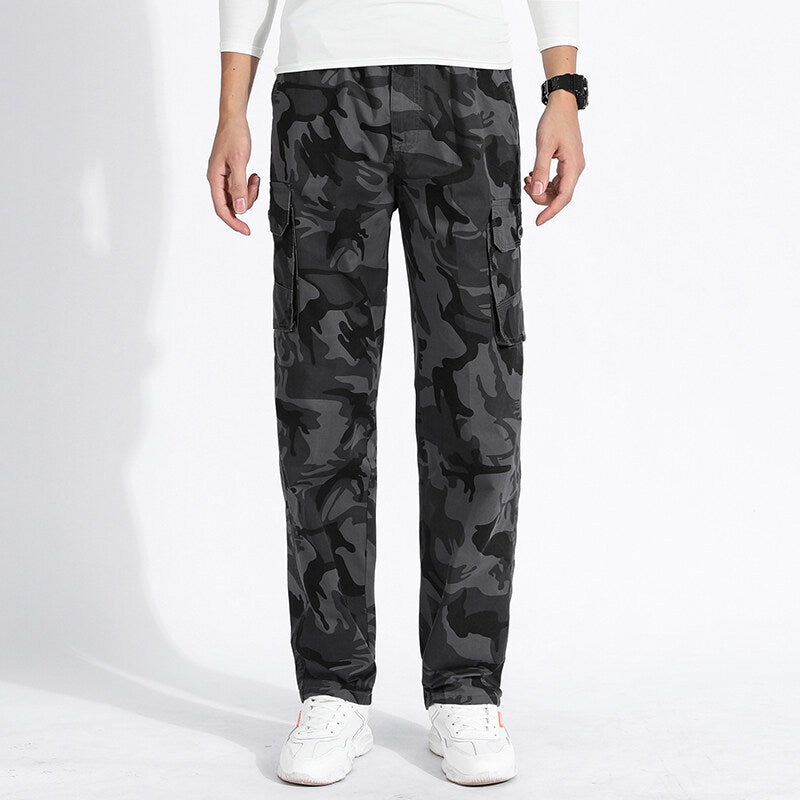 Men's Camouflage Cargo Pants in Army Style with Straight Cut, Multiple Pockets & Durable Seams Mune Fashion