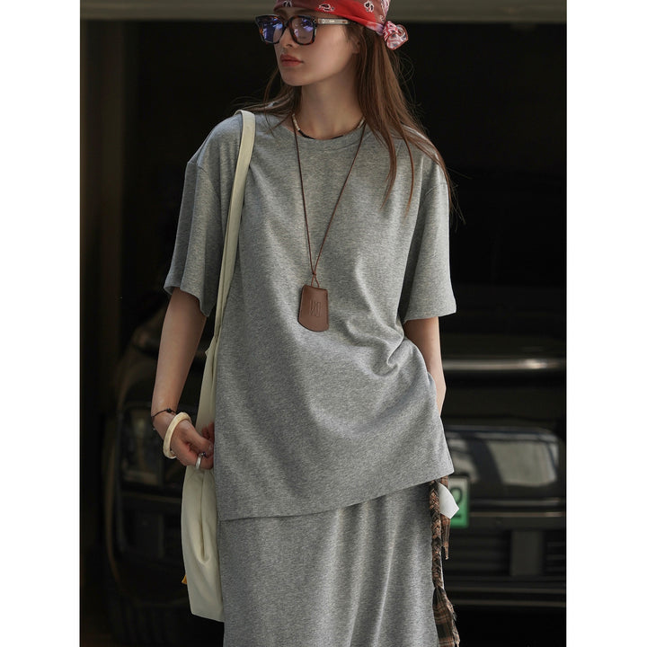 Women's Casual Oversize T-Shirt Dress made of cotton jersey with extended hem Down