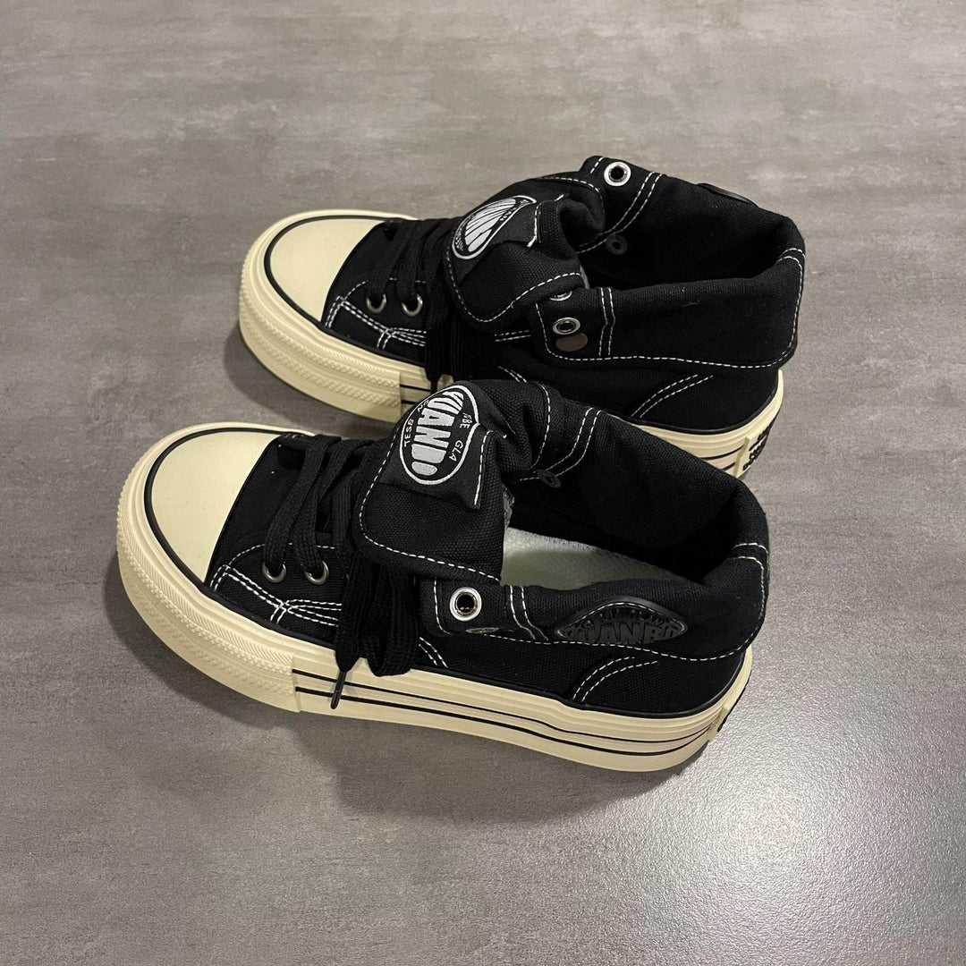 Women's High-Top Sneakers with Thick Rubber Sole and Side Zipper Mune Fashion