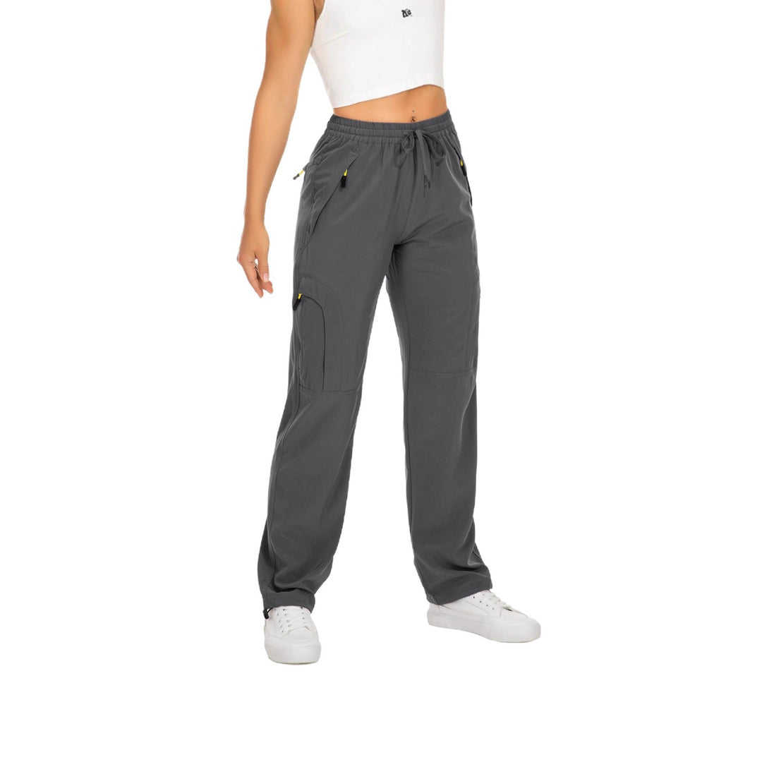 Women casual cargo pants with elastic waistband, drawstring, and zip pockets Mune Fashion