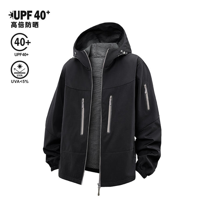 Men's Technical Softshell Outdoor Jacket with Hood, Sealed Zippers and Sporty Regular Fit Mune Fashion