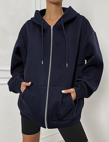 Women's oversized zip hoodie with contrasting zipper, double-layered hood and kangaroo pocket Mune Fashion