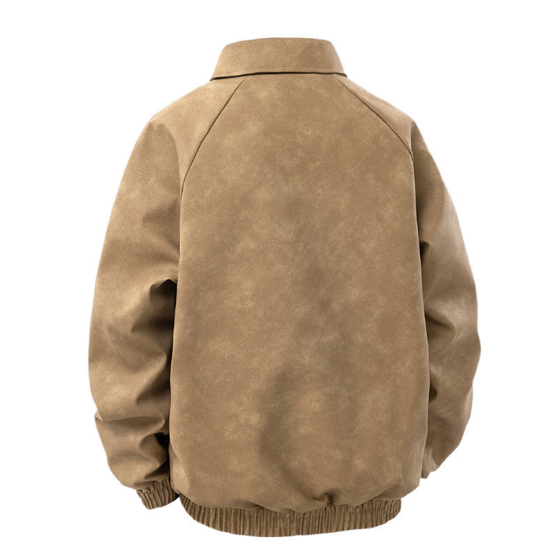 Men's suede look zip jacket in retro bomber style with Kent collar and elastic hem Mune Fashion