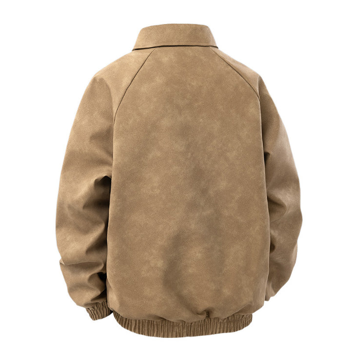 Men's suede look zip jacket in retro bomber style with Kent collar and elastic hem Mune Fashion
