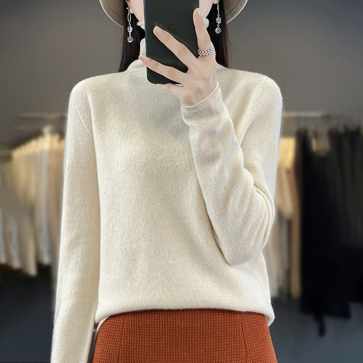 Women's Soft Fine Knit Roll Neck Sweater with Cashmere-Like Feel and Extended Cuffs Mune Fashion
