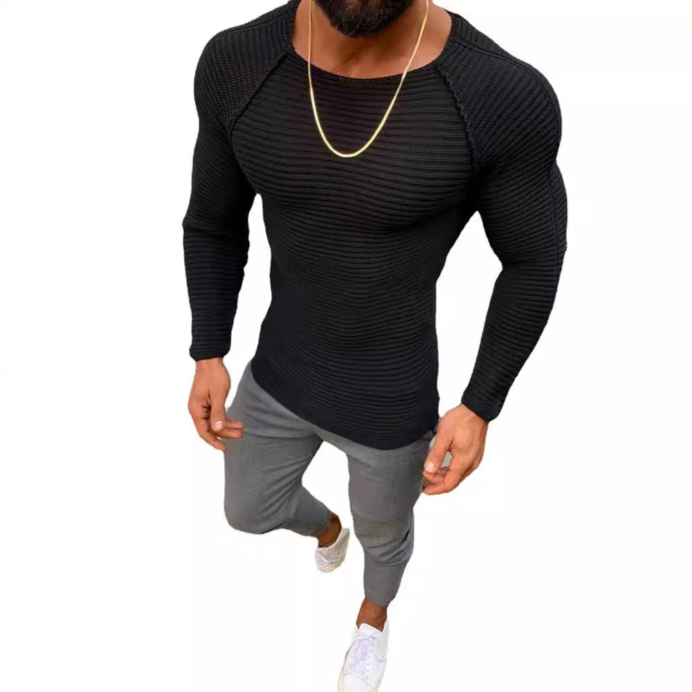 Men's Long Sleeve Knitted Shirt with Elegant Structure Mune