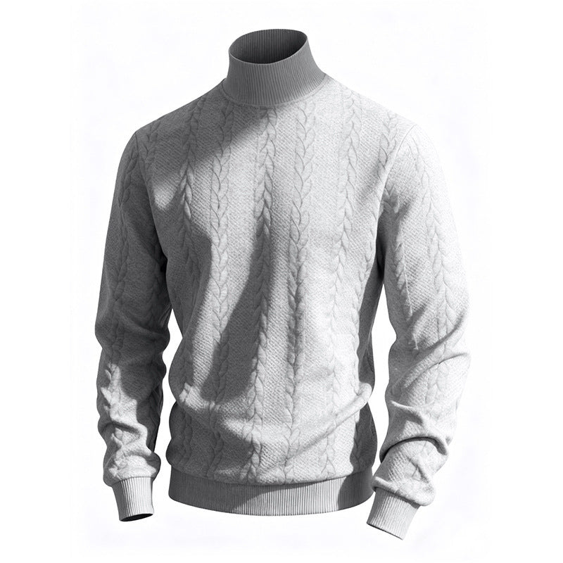 Men's chunky-knit turtleneck sweater with cable pattern and ribbed cuffs Mune Fashion