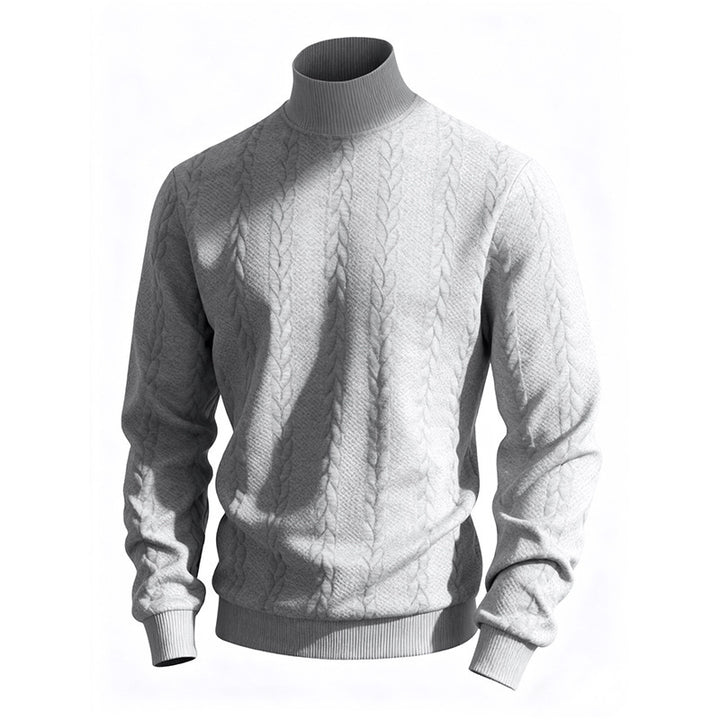 Men's chunky-knit turtleneck sweater with cable pattern and ribbed cuffs Mune Fashion