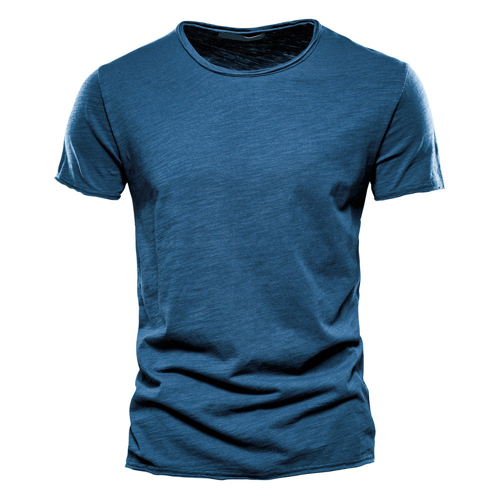 Men's light cotton jersey short-sleeve shirt with V-neck and slim fit Mune Fashion