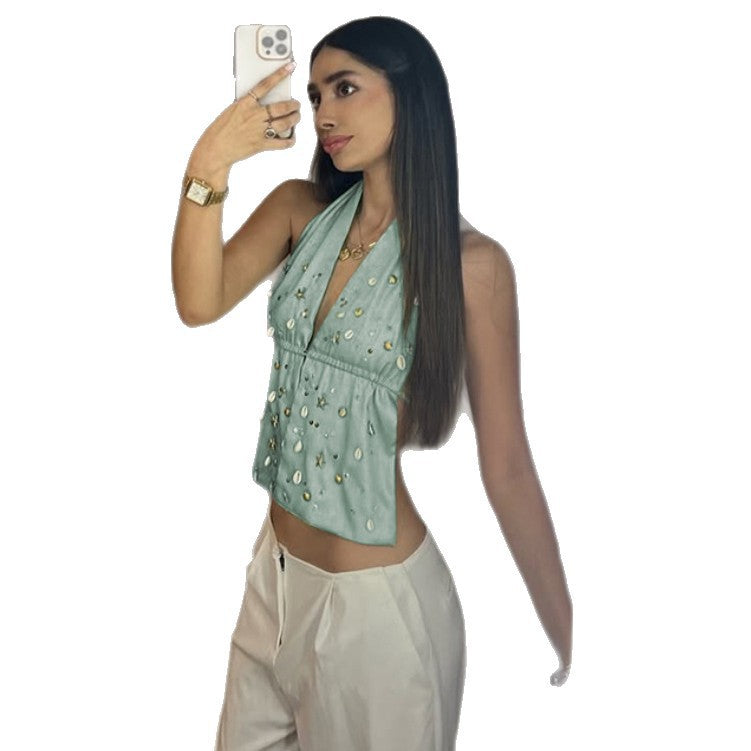Women's beach top with tasteful pearl details Mune Fashion