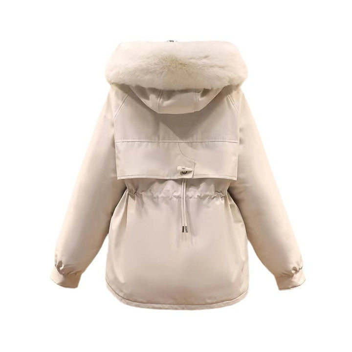 Ladies nano thermo parka with hood, voluminous faux fur collar, drawstring waist and multifunctional pockets Mune Fashion
