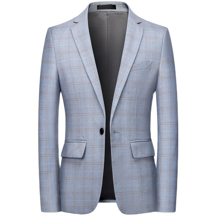 Men's tailored checked business jacket made of lightweight wool blend with falling lapels Mune Fashion