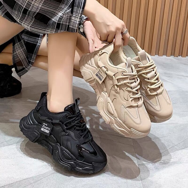 Women's chunky sports sneakers with extra high profile sole and breathable mesh lining Mune Fashion