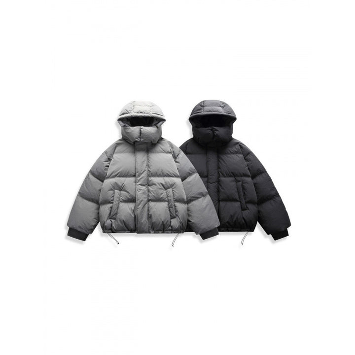 Unisex Short Padded Jacket with Hood, High Stand-Up Collar, and Adjustable Hem Mune Fashion