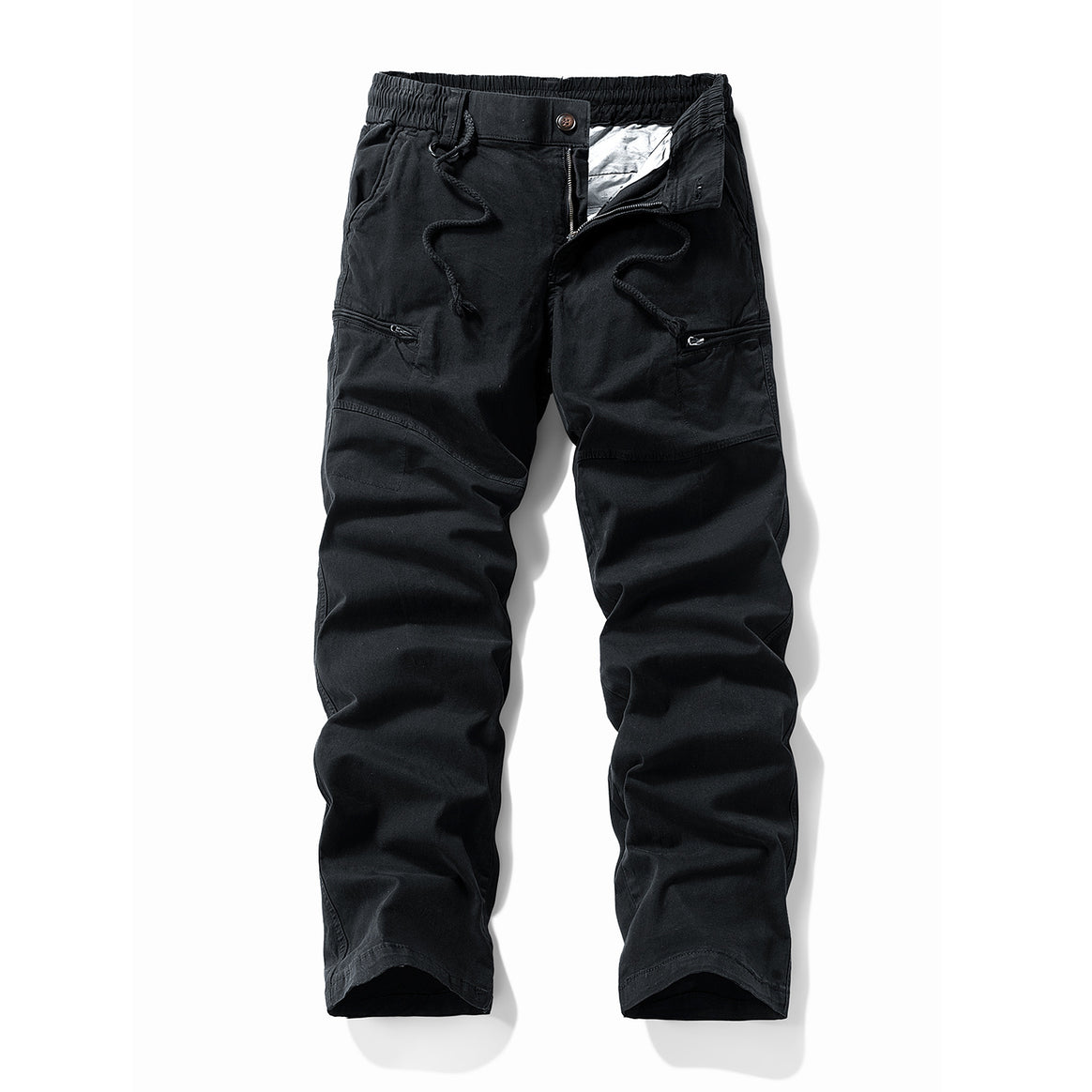 Herren Komfort-Canvas-Cargo-Hose mit elastischem Tunnelzugbund, Kniepaneelen und Multifachtaschen Mune Fashion