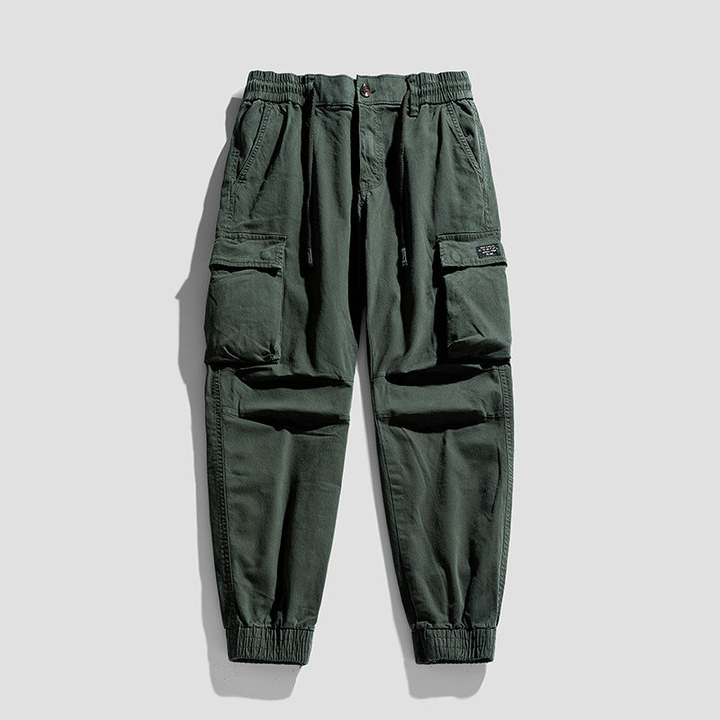 Men's Robust Cargo Jogging Pants in Utility Style with Drawstring Waistband, Flap Pockets, and Knee Panels Mune Fashion