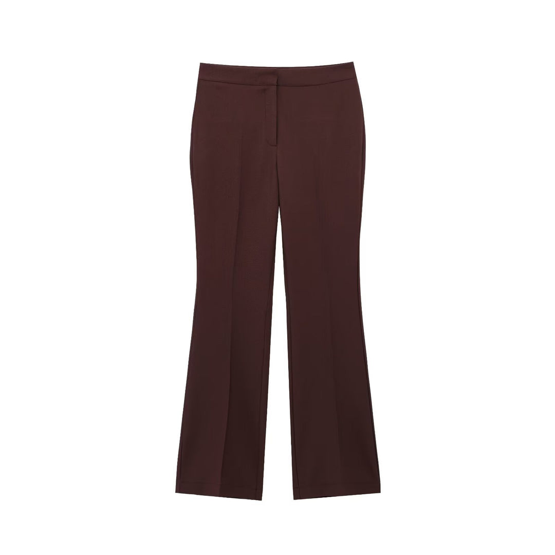 Women High-waisted Flared Trousers with Seam-Emphasized Sides and Stretch Mune Fashion