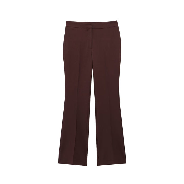 Women High-waisted Flared Trousers with Seam-Emphasized Sides and Stretch Mune Fashion