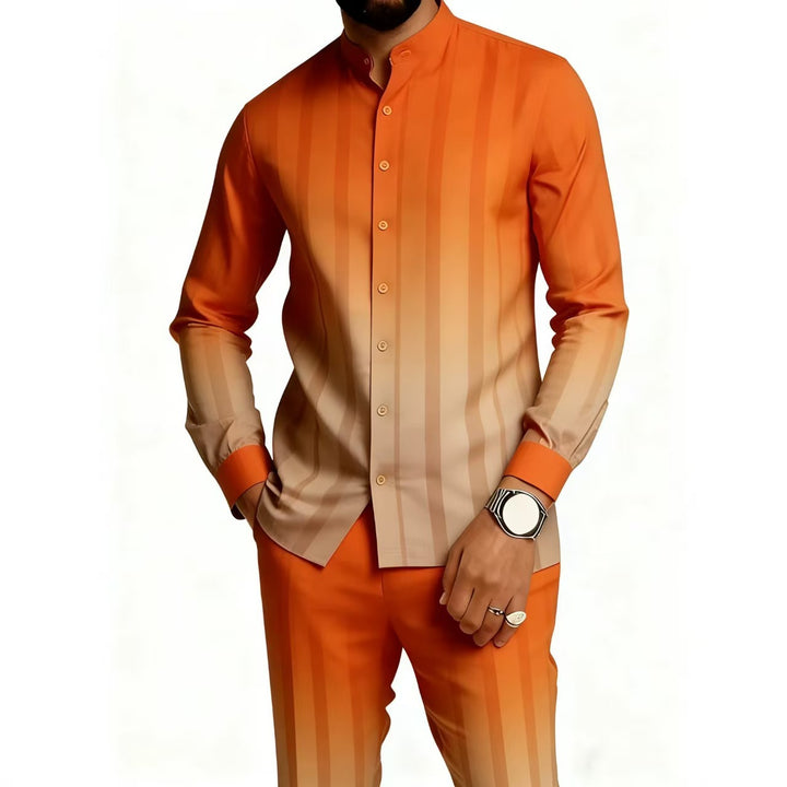 Men's Elegant Long Sleeve Shirt with Unique Texture Pattern Mune Fashion