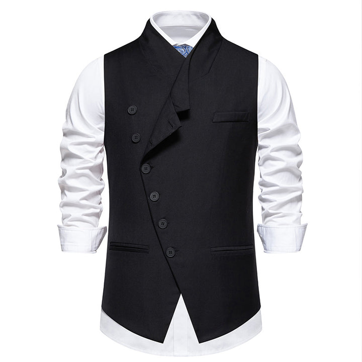 Men's nan asymmetrical double-breasted suit vest with diagonal button placket and tailored silhouette Mune Fashion