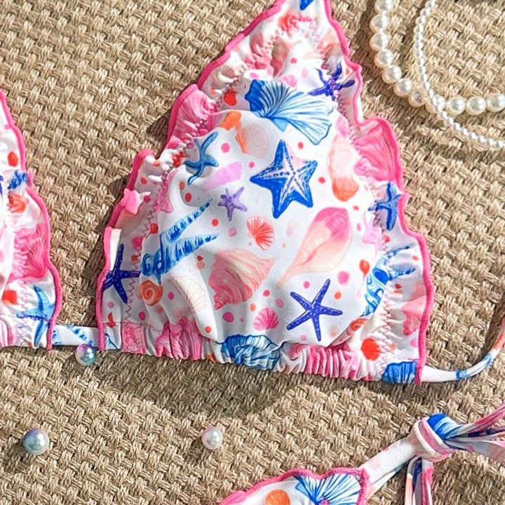 Women's cheerful floral print bikini with ruffles Mune Fashion
