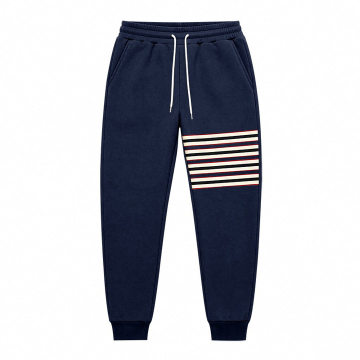 Men's Sporty Jogging Pants with Side Stripe Panel and Drawstring Mune Fashion